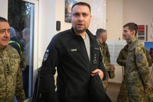 Ukraine's military intelligence chief Maj. Gen. Kyrylo Budanov visits the Muslim Center for an Iftar dinner during the Muslim holy month of Ramadan in Kyiv, Ukraine, Thursday, March 13, 2025. (AP Photo/Efrem Lukatsky, File)