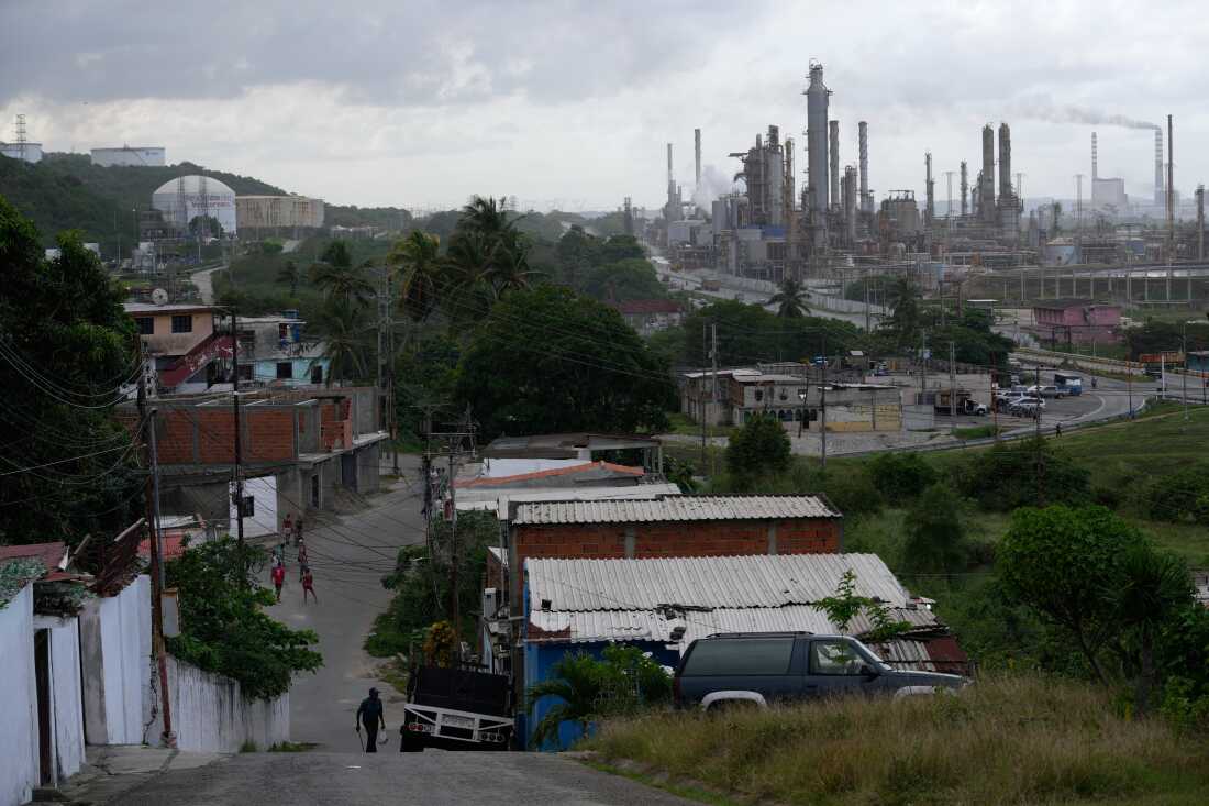 The El Palito refinery rises above Puerto Cabello, Venezuela, Sunday, Dec. 21, 2025.