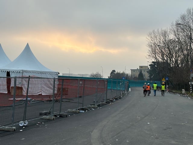 Constructions works walk through a site.