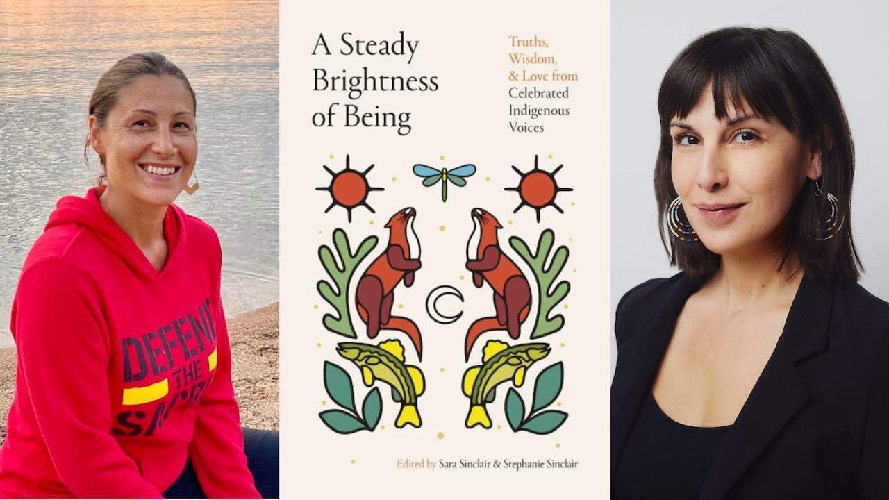 A composite image featuring a woman wearing a red hoodie, an illustrated book cover featuring some animals and plants, and a woman wearing a black suit smiling at the camera. 