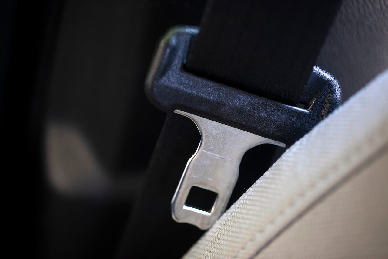 A close-up of a seat belt 