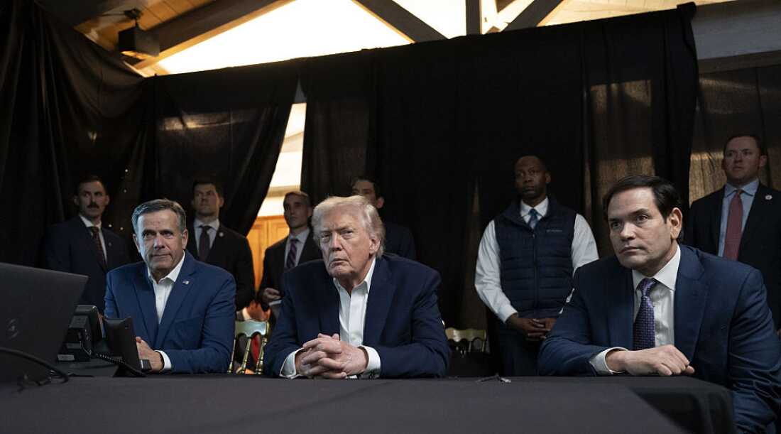 President Trump, CIA Director John Ratcliffe and Secretary of State Marco Rubio monitor U.S. military operations in Venezuela, from Trump's Mar-a-Lago Club on Saturday in Palm Beach, Fla.