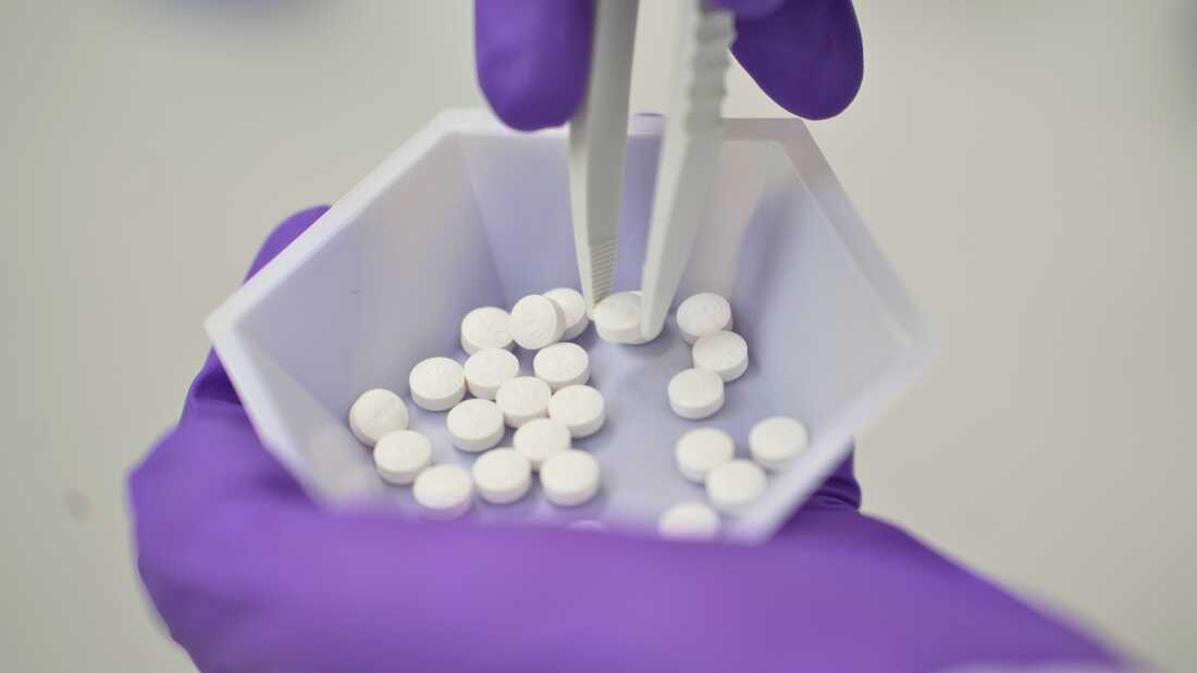 A pill form of Wegovy, the popular obesity drug previously available only by injection, is seen in a plastic tray.