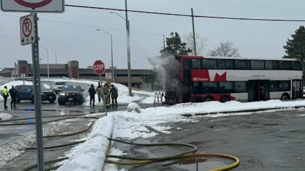 Out-of-service OC Transpo bus catches fire while being towed