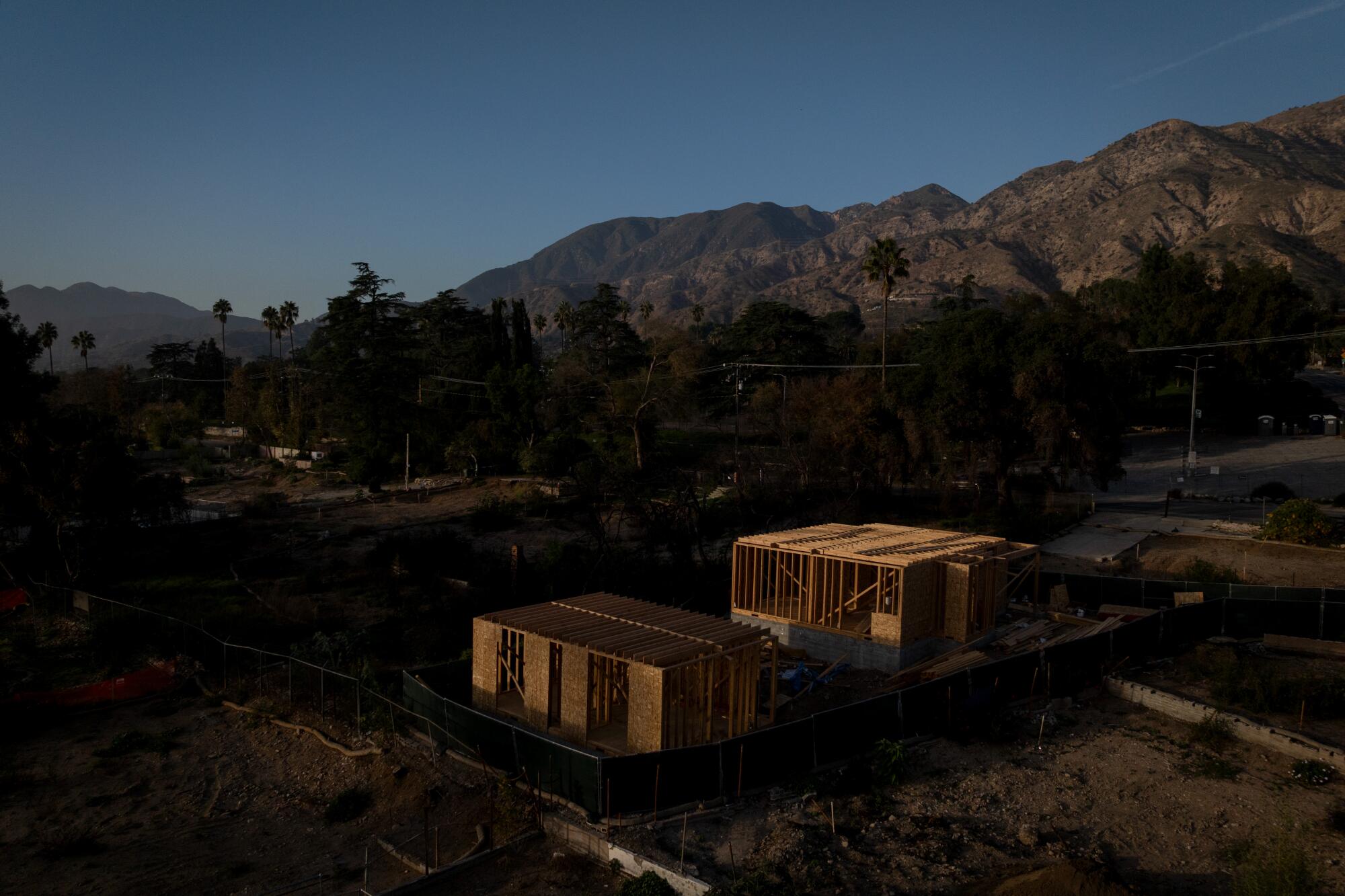Construction continues on homes destroyed by the Eaton Fire