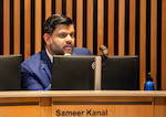 FILE: Councilor Sameer Kanal at a Portland City Council meeting on Feb. 5, 2025, Portland, Ore.