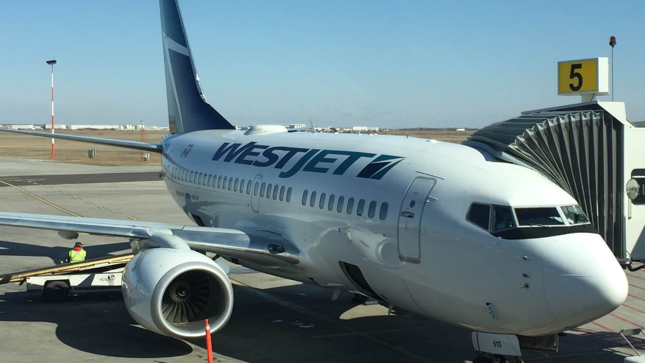WestJet airplane on the tarmac.