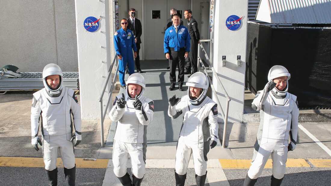 NASA announced it would bring the four members of its Crew-11 mission back to Earth early. One of them has a medical condition. The crew, shown here at the Kennedy Space Center in Cape Canaveral, Fla. on August 1, 2025, is (from left): Roscosmos cosmonaut Oleg Platonov, NASA astronaut Mike Fincke, NASA astronaut and mission commander Zena Cardman and JAXA astronaut Kimiya Yui.