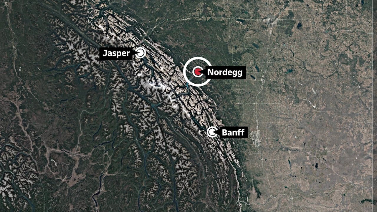 Terrain map with locators identifying three towns.