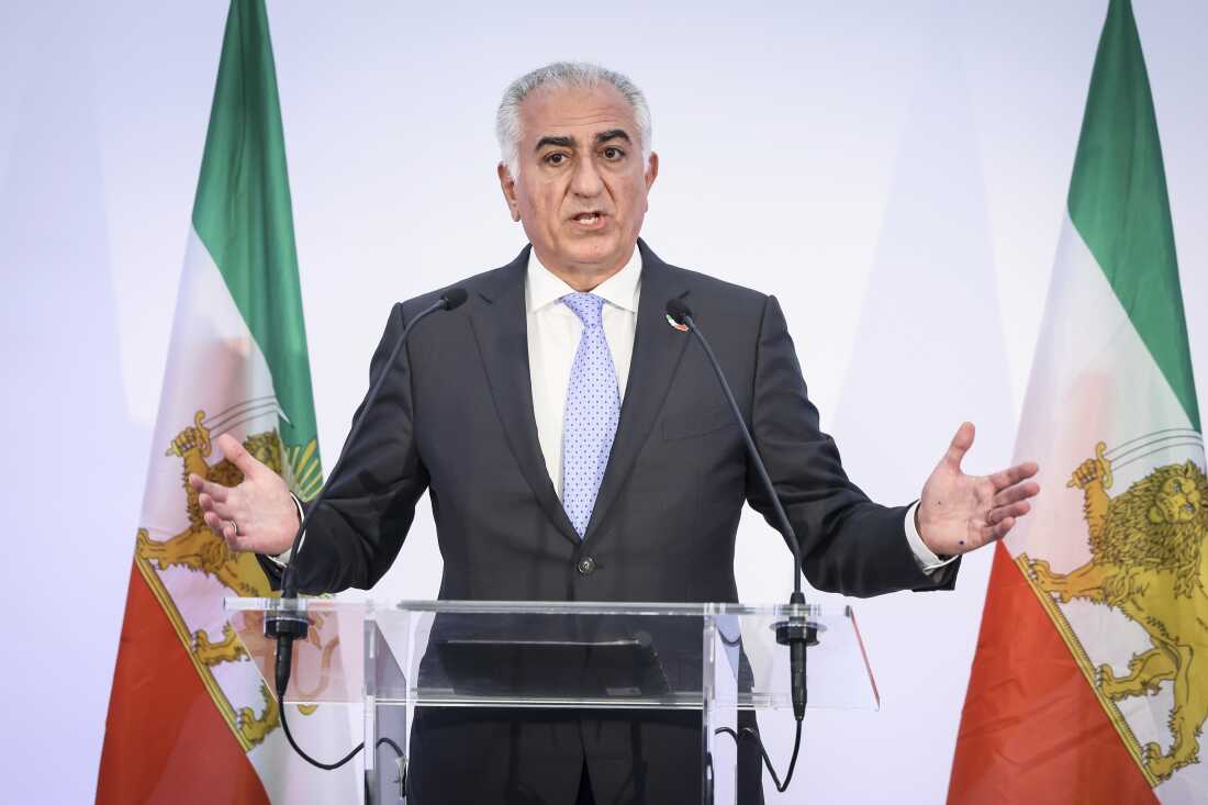 Reza Pahlavi, the son of Iran's toppled Shah Mohammad Reza Pahlavi, speaks during a press conference, Monday, June 23, 2025 in Paris.