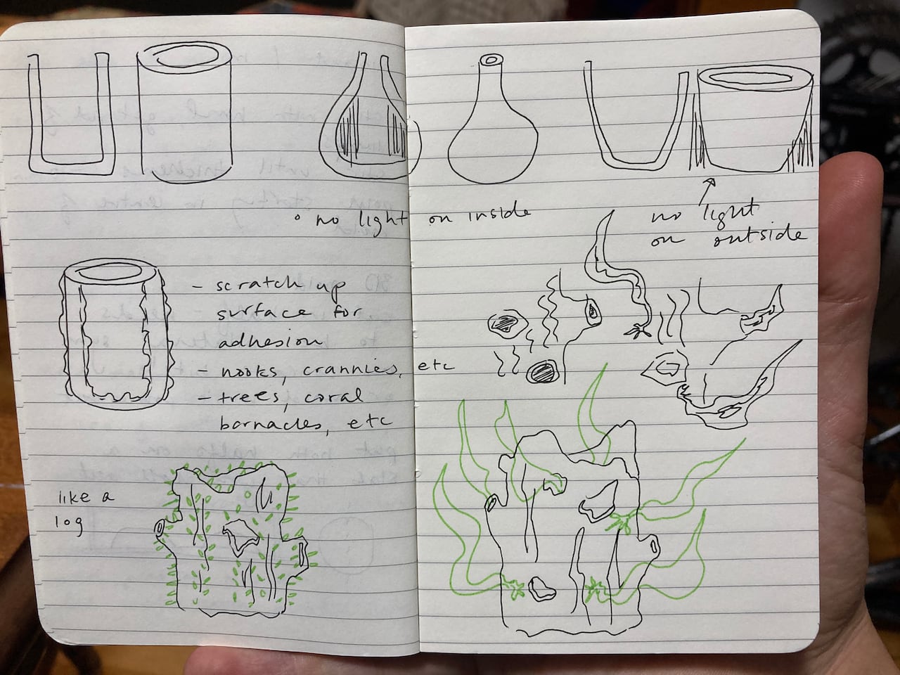 A journal with different pottery designs