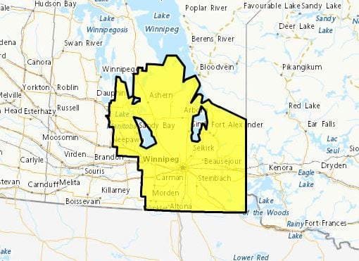 A map with section in yellow