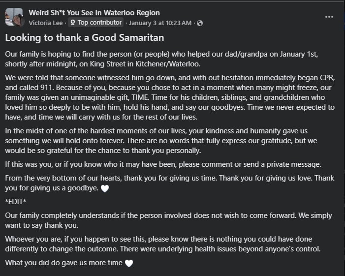 screenshot from Facebook