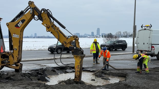 Water main break closes eastbound Baseline Road at Fisher Avenue