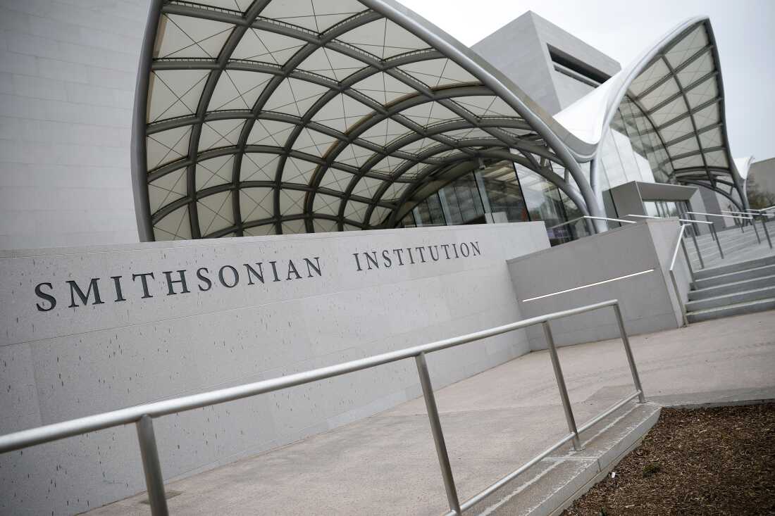 A Smithsonian Institution sign on the National Air and Space Museum in Washington, D.C.