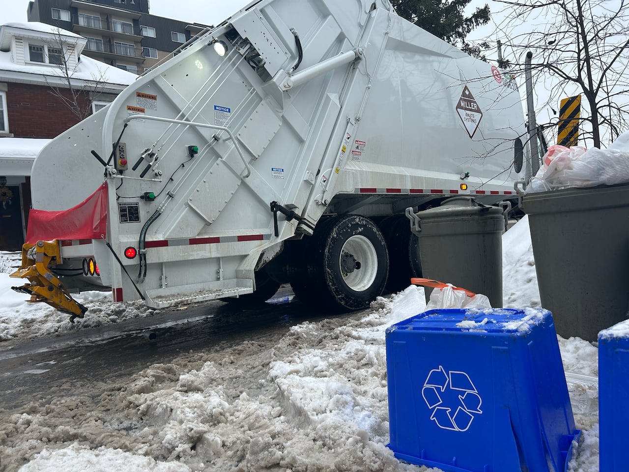 Miller Waste Systems picks up recycling in Centretown on Jan. 8, 2026.