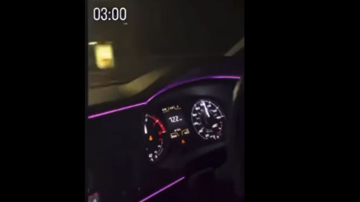The driver appeared to hit speeds of 122mph in the clip