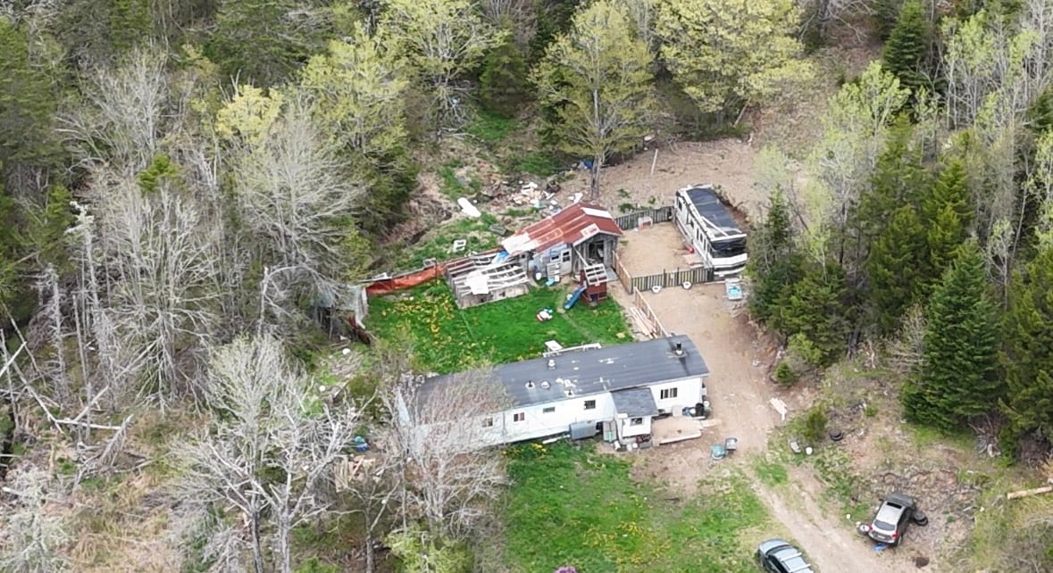 A property is shown from the air