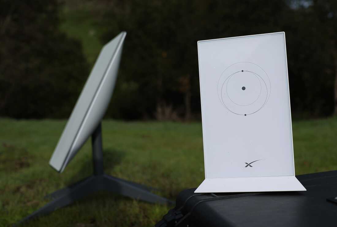 In this photo illustration, a Starlink dish and router are displayed on February 12, 2024 in San Anselmo, California.
