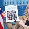 White House Press Secretary Karoline Leavitt holds up a printout of a social media post with pictures of alleged undocumented criminals arrested recently by Immigration and Customs Enforcement (ICE) in Minnesota as she speaks during a press briefing at the White House on Jan. 15, 2026. (Photo by Mandel NGAN / AFP via Getty Images)