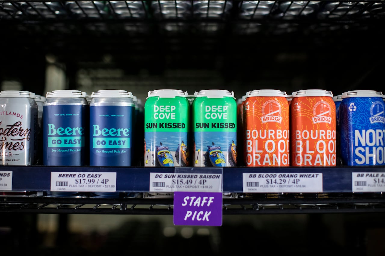 Beer is pictured on the shelves of a liquor store in Vancouver, British Columbia on Friday July 12, 2019
