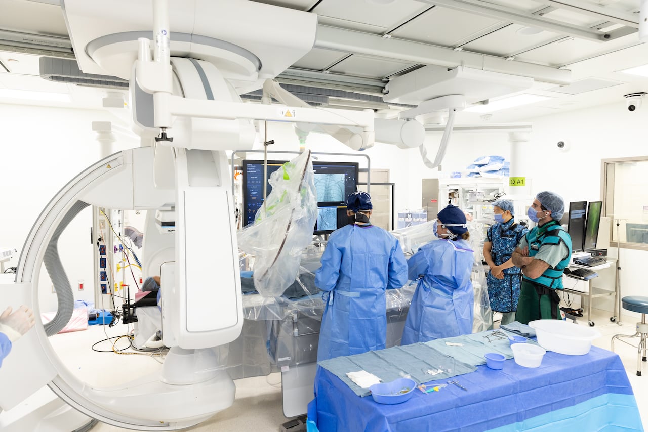 A medical team in an operating room. 