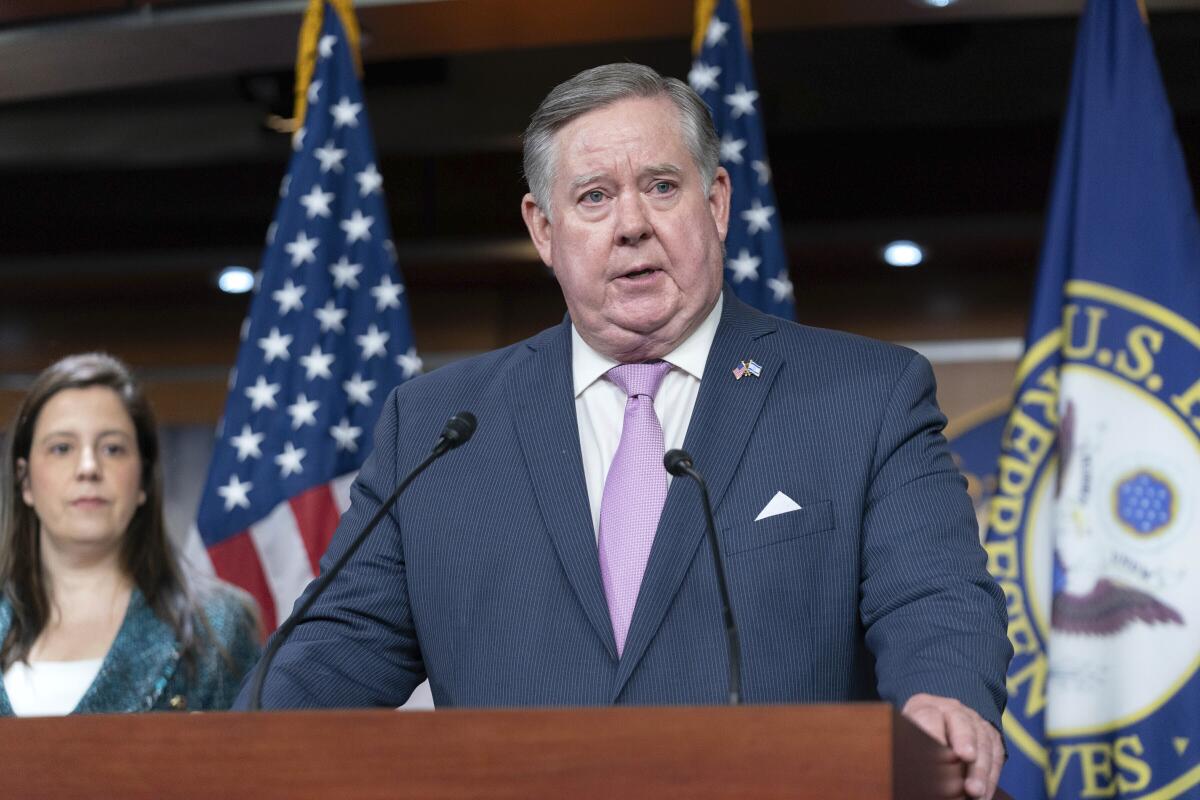 Rep. Ken Calvert (R-Corona) at a podium. 
