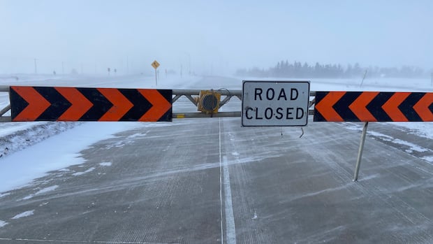 Stretch of Trans-Canada highway among at least 12 roads closed in Manitoba due to poor driving conditions