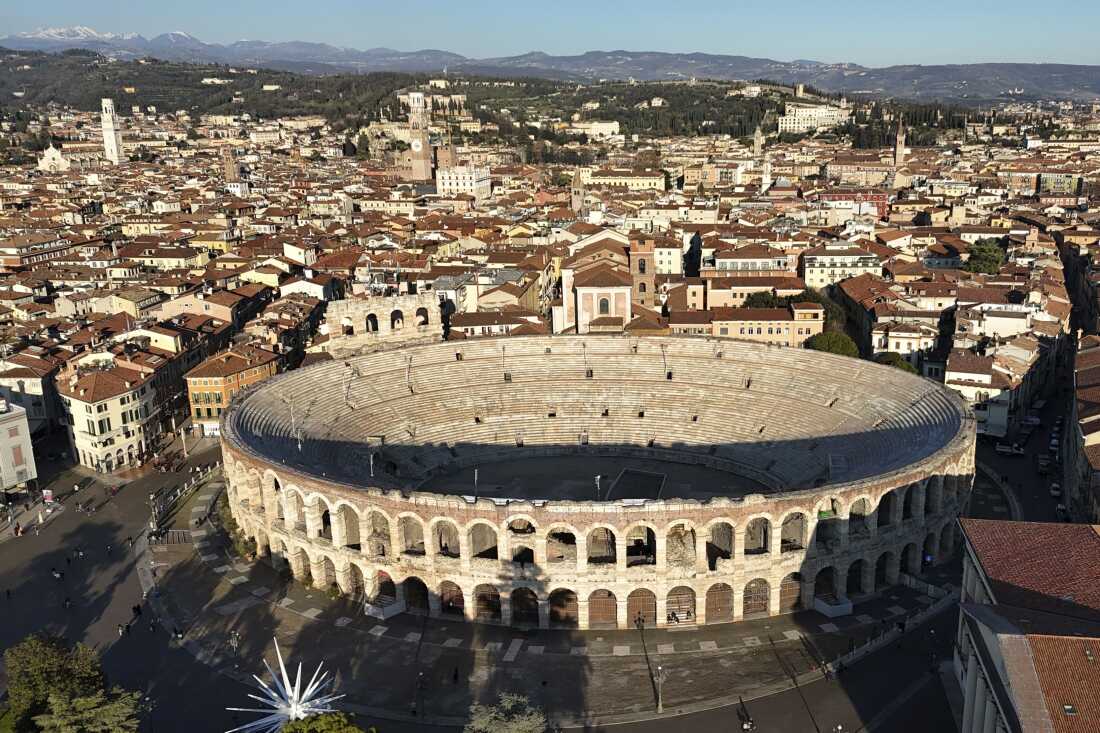 A view of Verona's Roman amphitheater, built in A.D. 30, which will host the 2026 Winter Olympics closing ceremony on February 22.