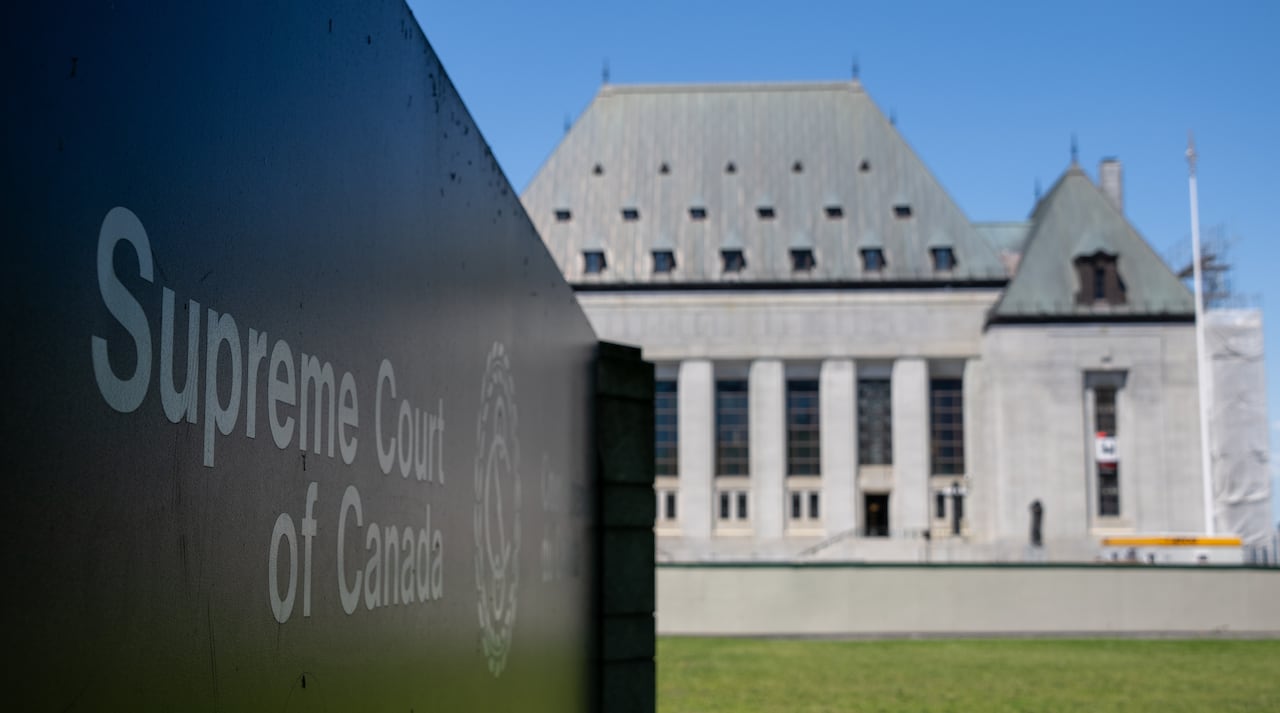An exterior shot of the Supreme Court of Canada. 