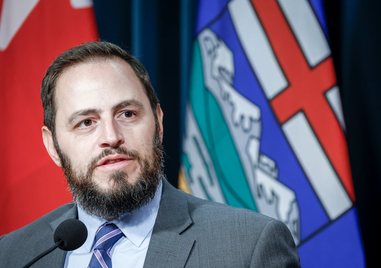 Alberta Education Minister Demetrios Nicolaides provides an update on teacher bargaining in Calgary, on Friday, Oct. 17, 2025. THE CANADIAN PRESS/Jeff McIntosh