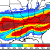 A graphic from the National Weather Service shows areas with a chance of at least moderate snow and ice impacts from Friday through Monday. A massive winter storm will affect millions in the U.S. this weekend.