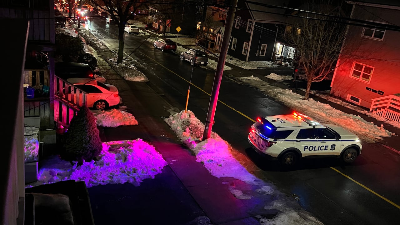 police car parked at the dend