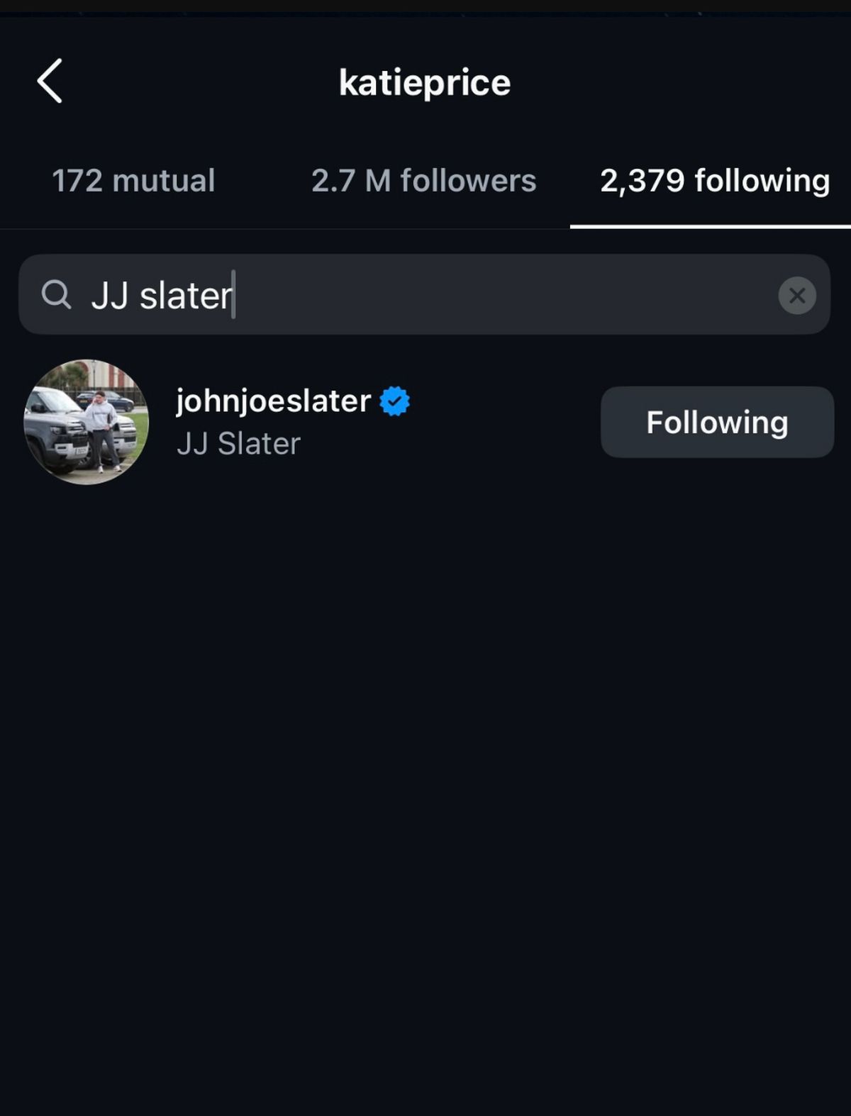 Katie's profile, however, still follows JJ