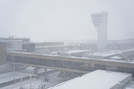 Snow falls at Philadelphia International Airport during a winter storm in Philadelphia, Sunday, 25 January, 2026.
