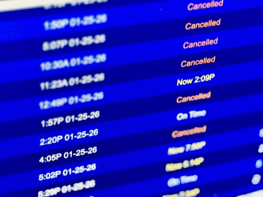 An image showing canceled flights on the ABIA schedule