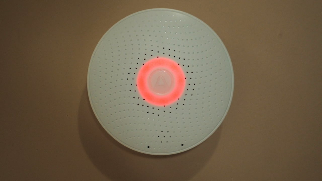A radon monitor in Steve Blake's Calgary basement blinking red, indicating high levels of the toxic gas.