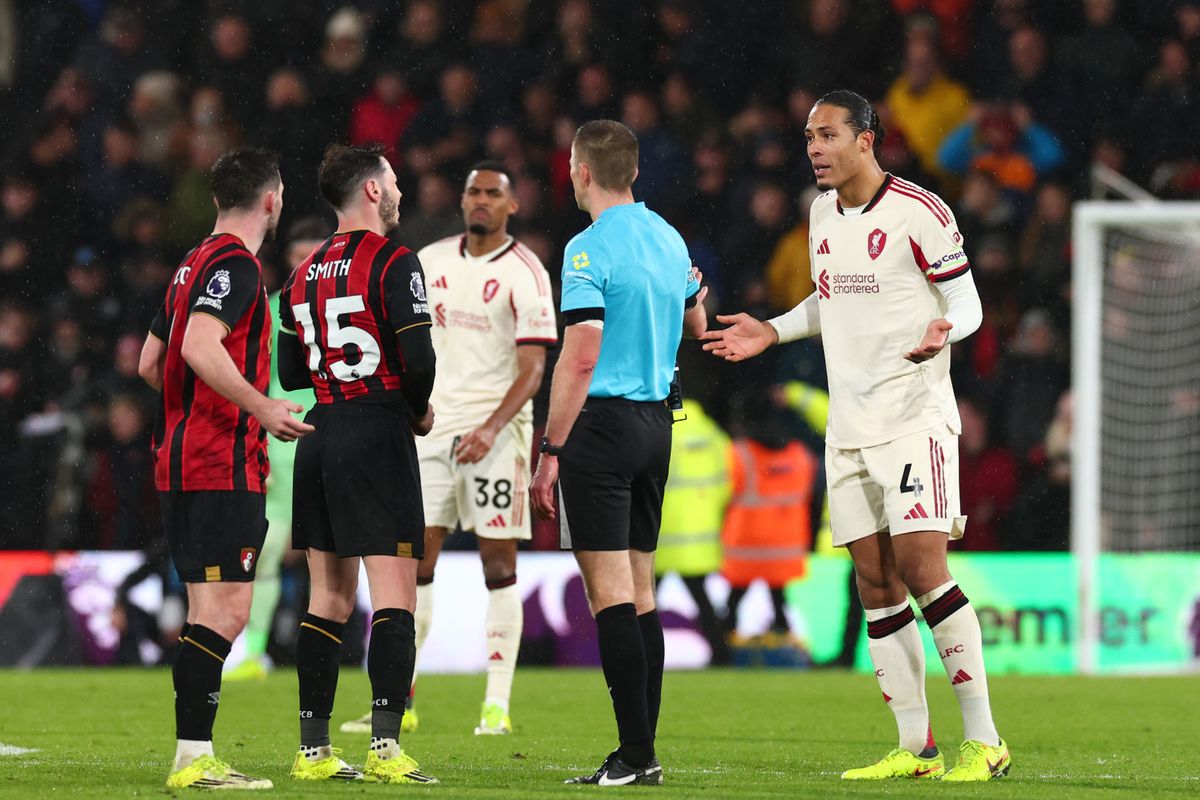 Virgil van Dijk appeals to Michael Salisbury