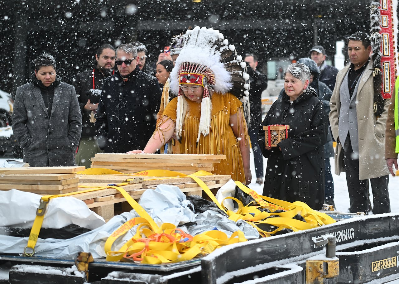 People standing in the snow.