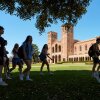 Students walk past Royce Hall on the University of California, Los Angeles campus on Aug. 15, 2024.
