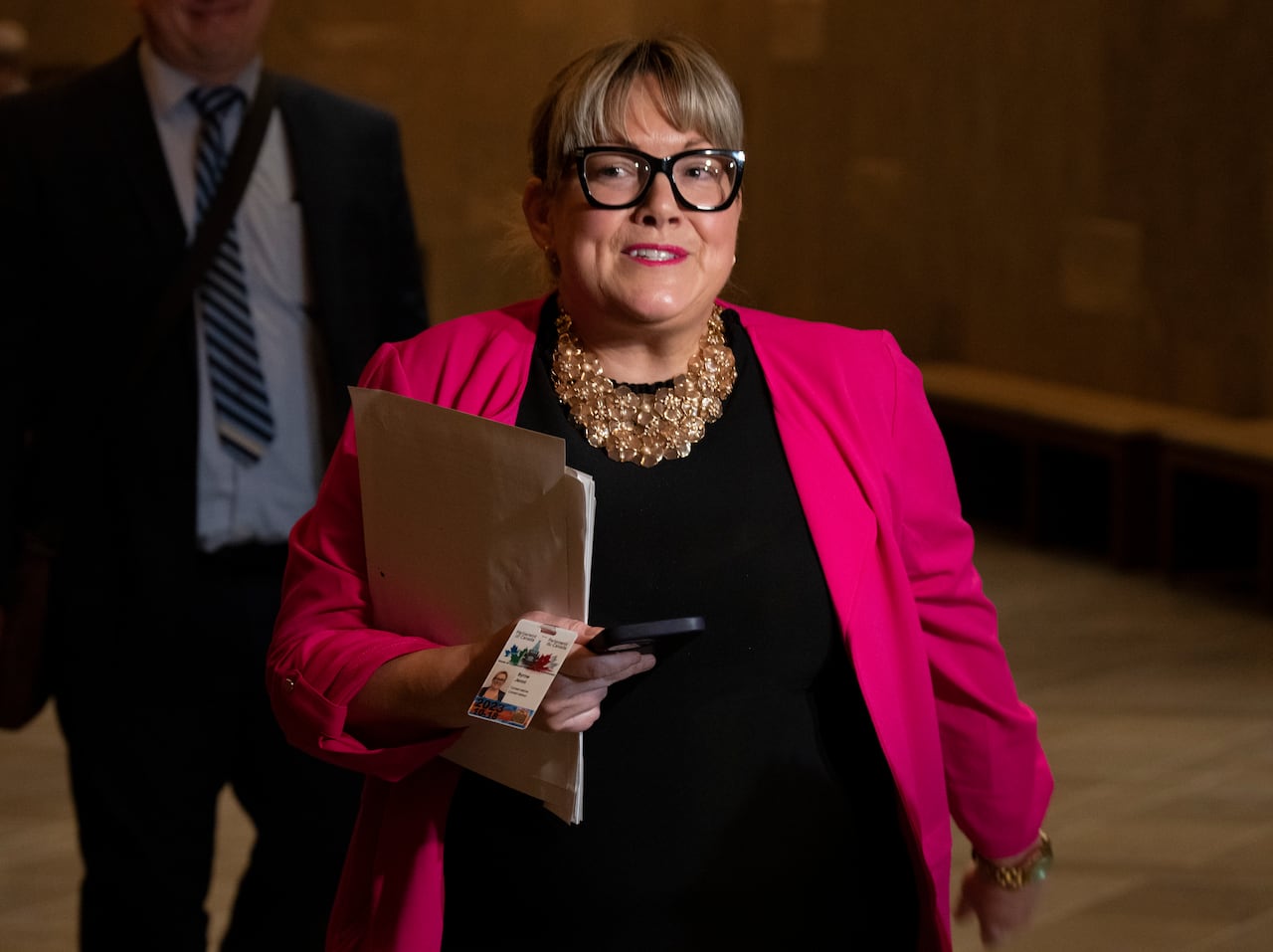 Ex-chief of staff to former Conservative prime minister Stephen Harper, Jenni Byrne makes her way to a Procedure and House Affairs committee meeting Thursday, May 11, 2023 in Ottawa.
