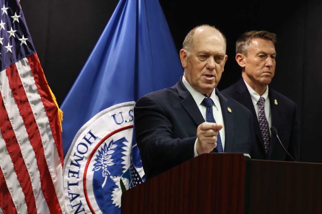 Border czar Tom Homan speaks during a news conference about ongoing immigration enforcement operations on Thursday in Minneapolis, Minn. President Trump announced Homan would take over the lead of Immigration and Customs Enforcement operations in Minnesota after federal agents shot and killed a second U.S. citizen during Operation Metro Surge.