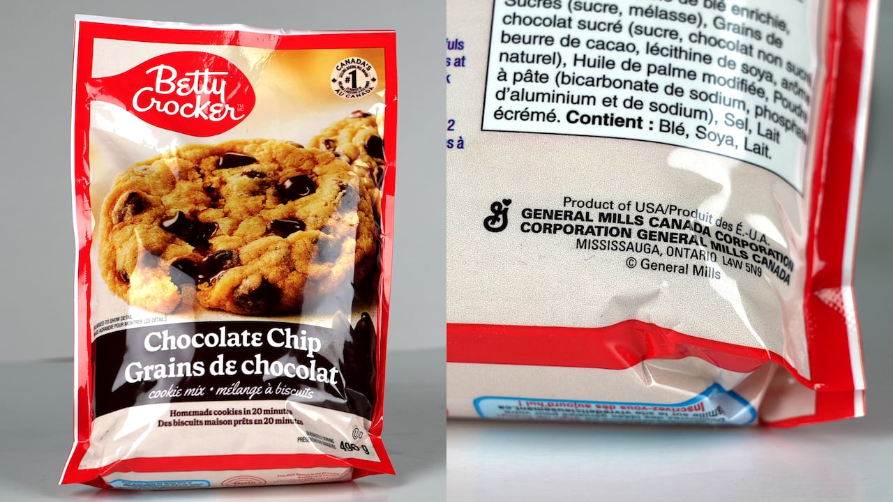 A closer look at the package of Betty Crocker’s Chocolate Chip Cookie Mix.