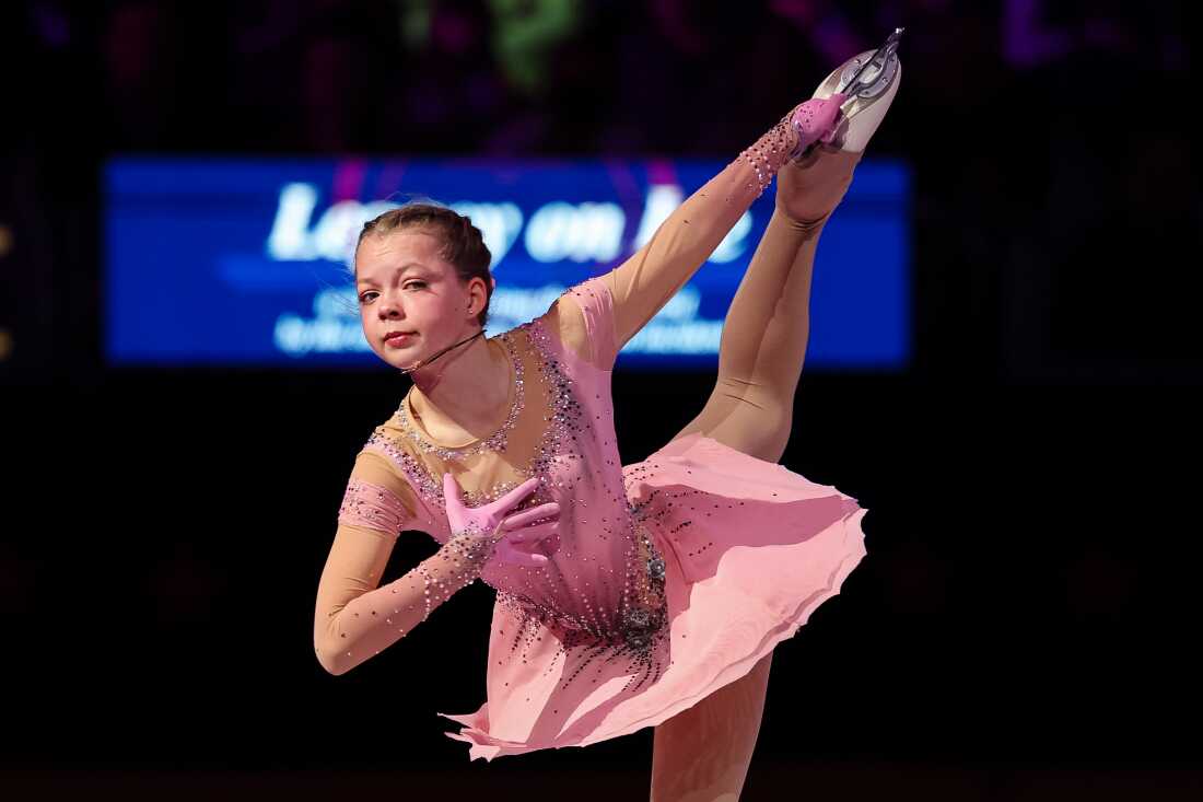 Sofia Bezkorovainaya skates during the "Legacy On Ice" U.S. Figure Skating Benefit at Capital One Arena in Washington, D.C., on March 2, 2025. She one of three skaters at nationals whose program explicitly paid tribute to loved ones lost in the crash.