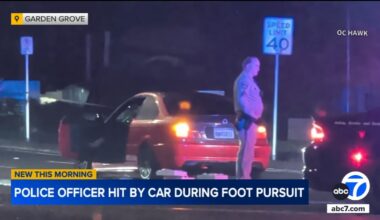 Garden Grove police officer in critical condition after being hit by car while chasing suspect