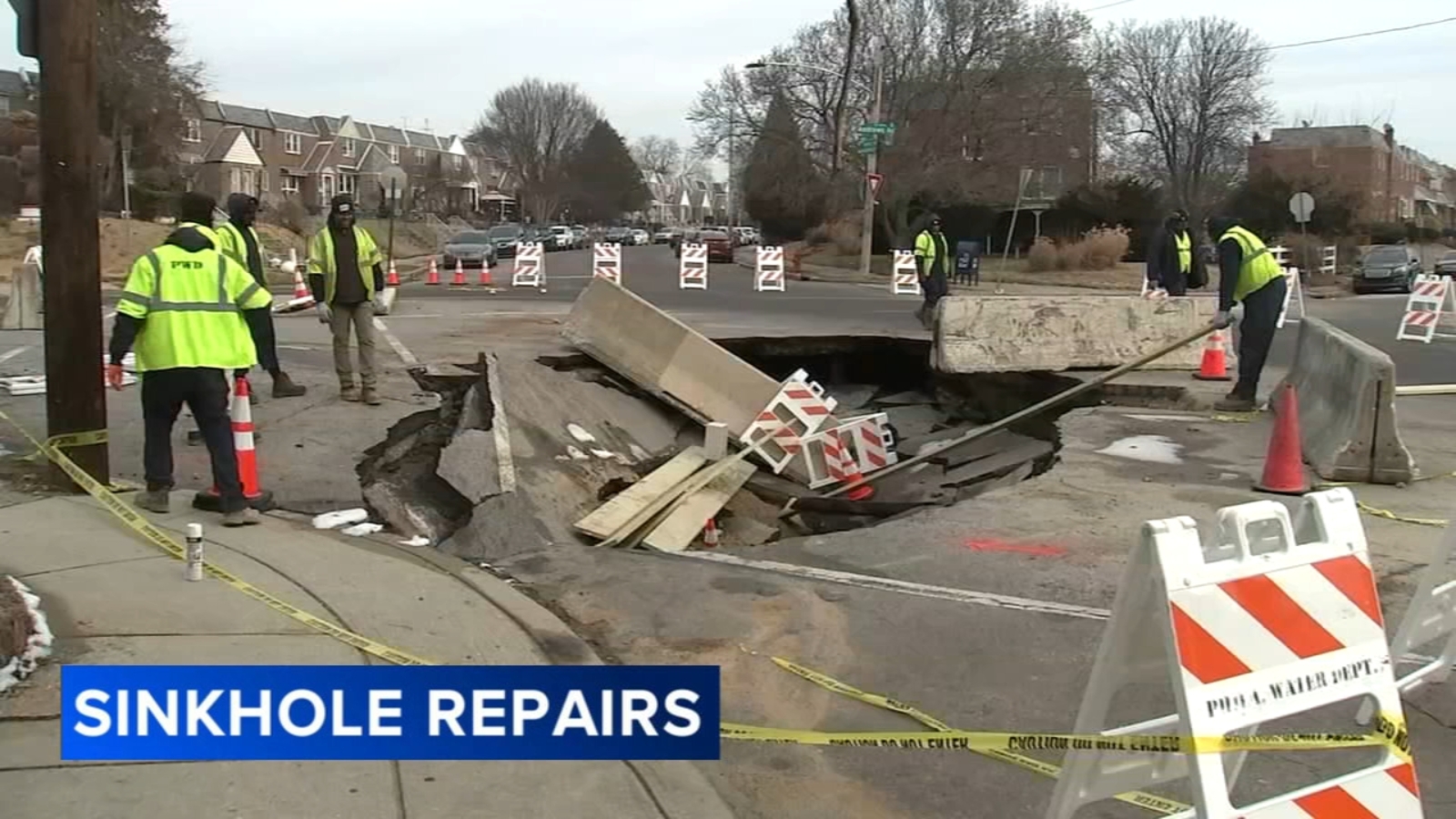 Philadelphia sinkhole leaves 80 homes in West Oak Lane without water after main break