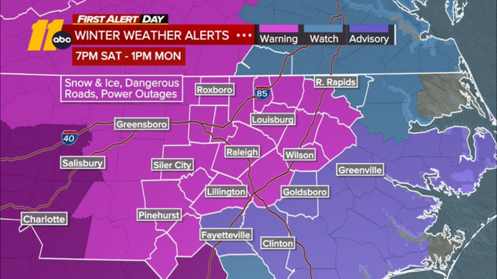 Winter Storm warning for central North Carolina 2026: Ice, snow, power outages; long-lived event expected: Live Updates