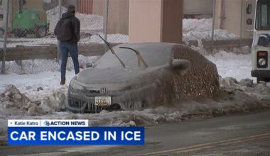 Philadelphia woman finds car encased in ice after apparent pipe burst nearby along Front Street