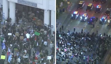 Live updates: Arrests made as protesters clash with officers in downtown Los Angeles after 'ICE Out' protest