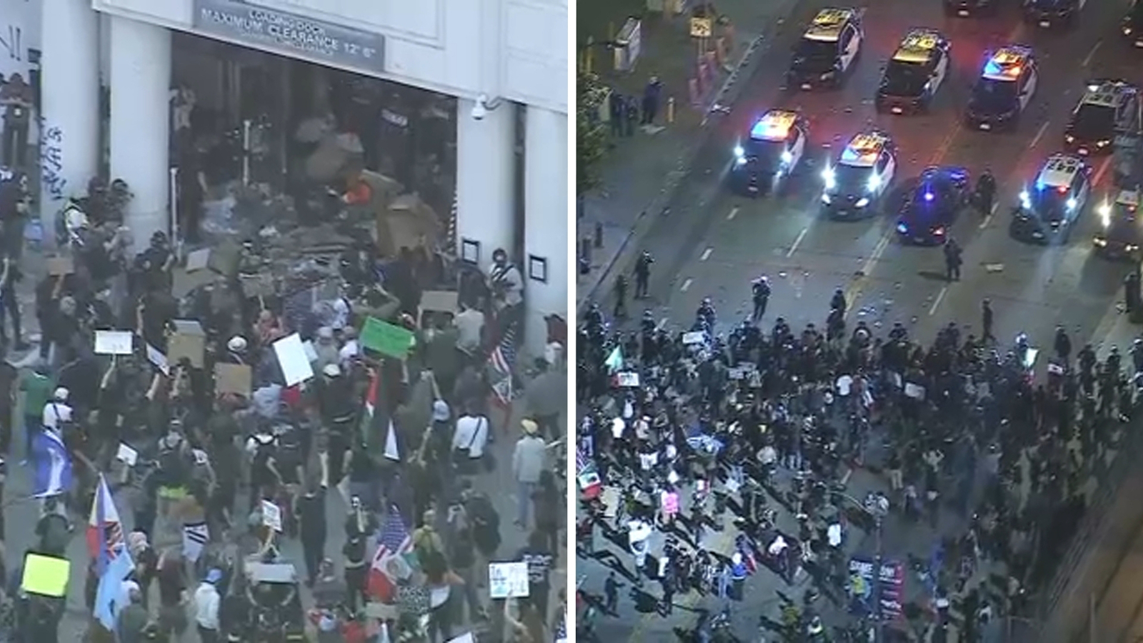 Live updates: Arrests made as protesters clash with officers in downtown Los Angeles after 'ICE Out' protest